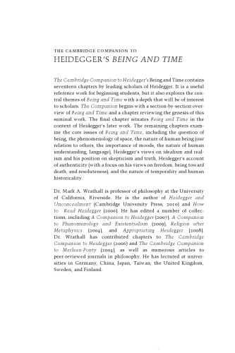 The Cambridge Companion to Heidegger's Being and Time