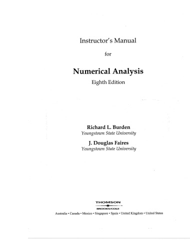 Numerical Analysis Instructor's Manual