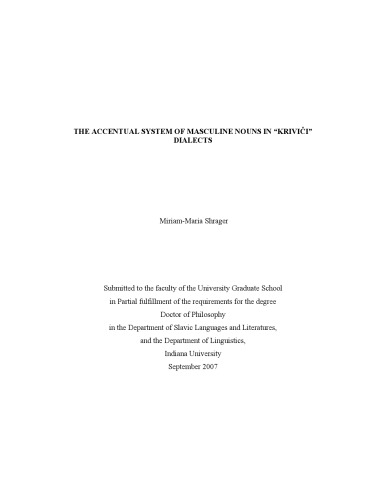 The accentual system of masculine nouns in "Krivici" dialects