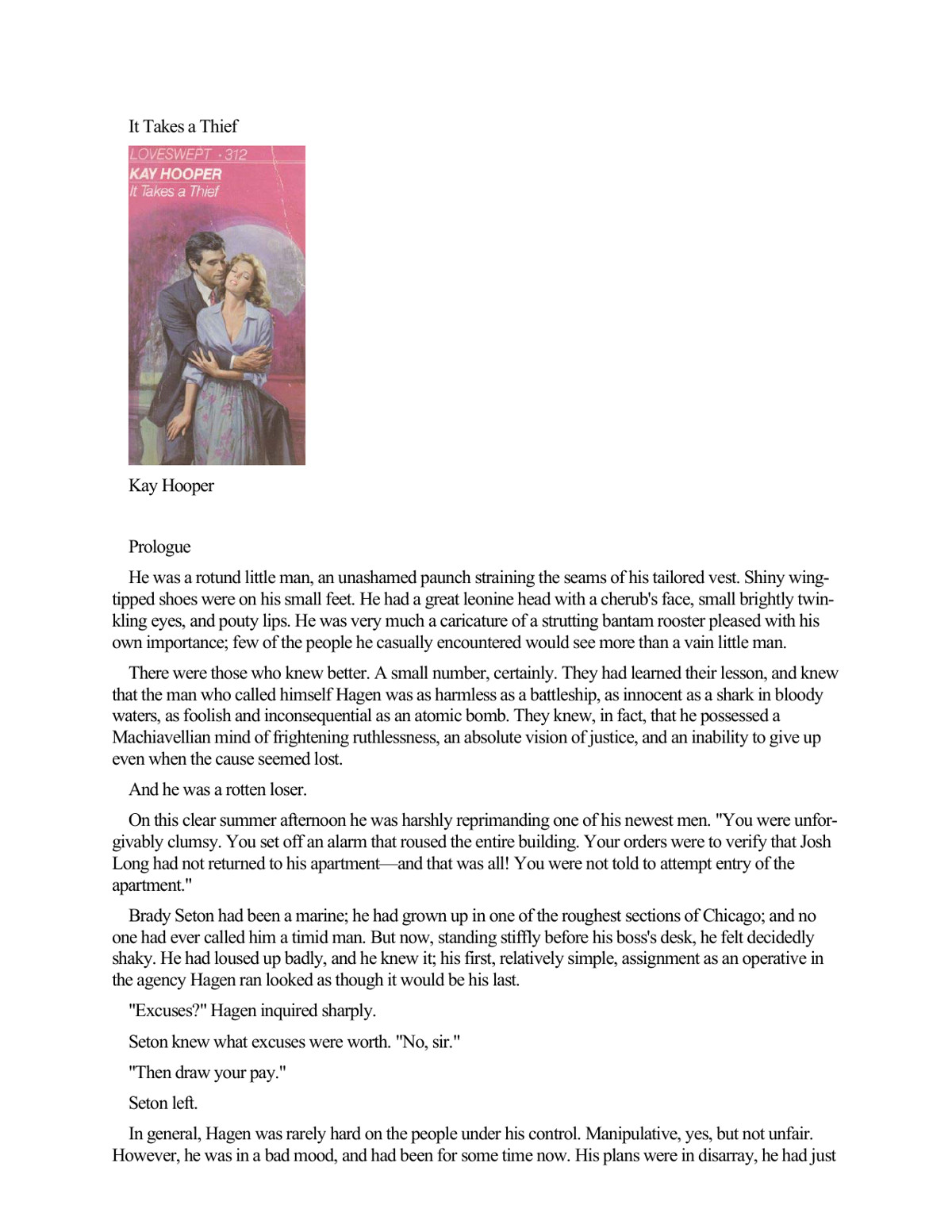 It Takes A Thief (Loveswept #312)