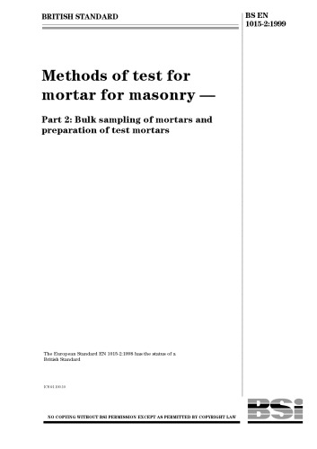 Methods of test for mortar for masonry