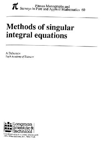 Methods Of Singular Integral Equations