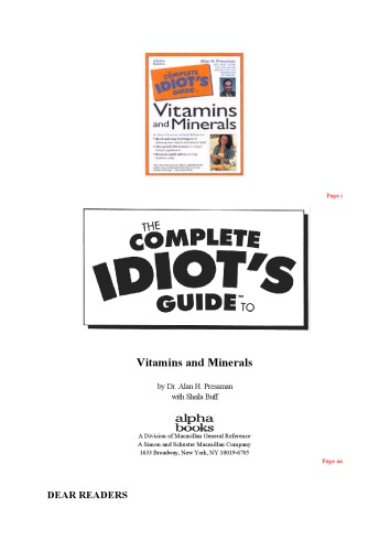 The Complete Idiot's Guide to Vitamins and Minerals