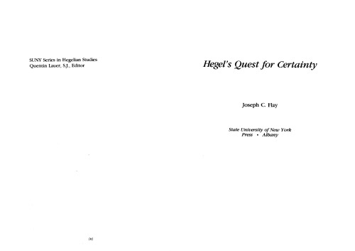 Hegels Quest for Certainty