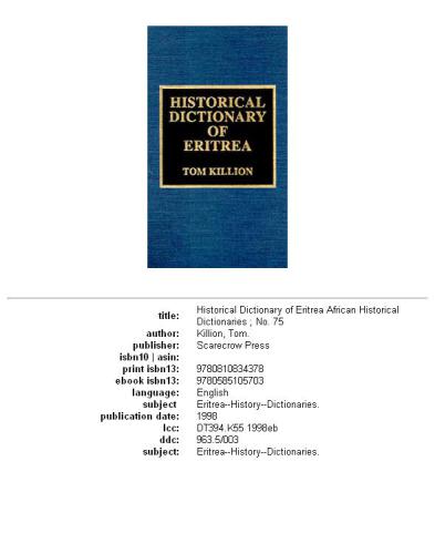 Historical Dictionary of Eritrea