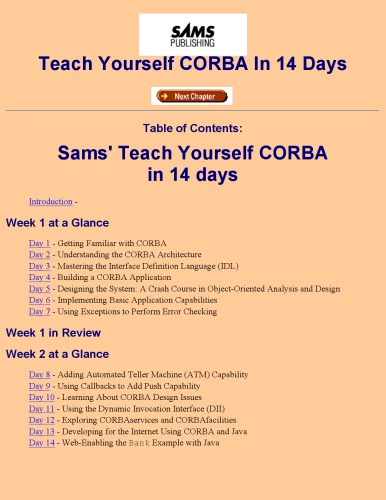 Sams Teach Yourself CORBA in 14 Days