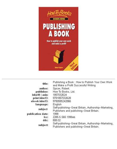 Publishing a book : how to publish your own work and make a profit.