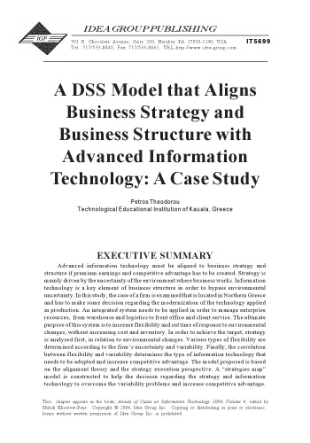 A DSS model that aligns business strategy and business structure with advanced information technology : a case study