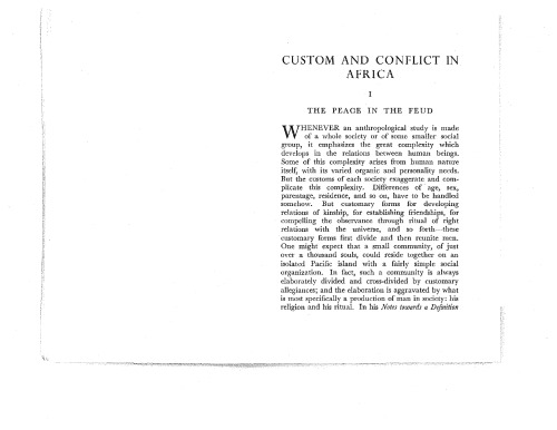 Custom and Conflict in Africa