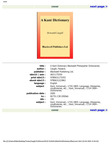 A Kant Dictionary