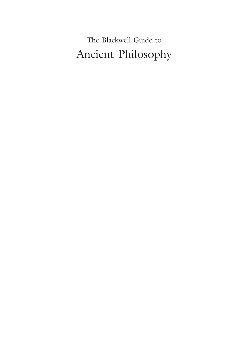 The Blackwell Guide to Ancient Philosophy