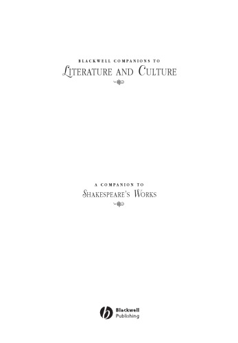 A Companion to Shakespeare's Works, Volume 3