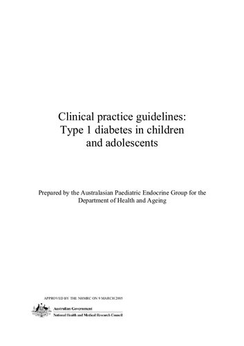 Clinical practice guidelines : type 1 diabetes in children and adolescents