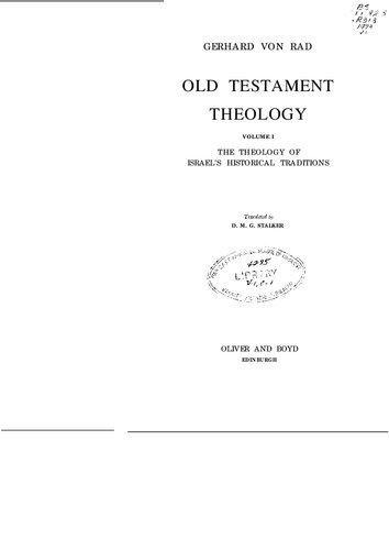 Old Testament Theology, Vol 1