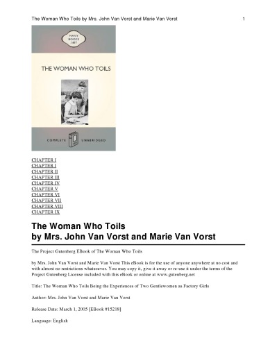 The woman who toils : being the experiences of two gentlewomen as factory girls