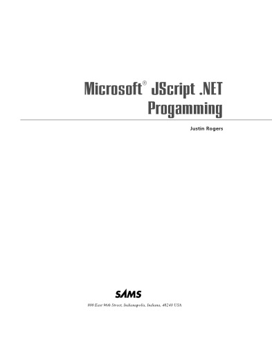 Microsoft Jscript.NET Programming