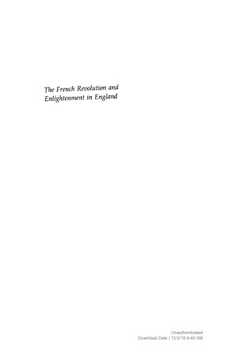 The French Revolution and Enlightenment in England, 1789-1832