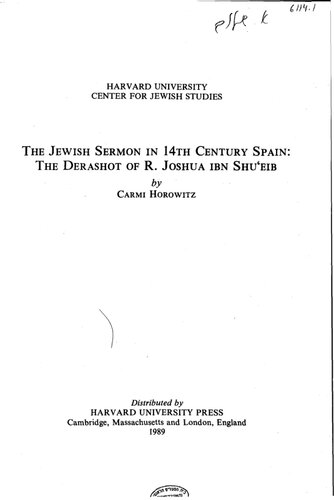The Jewish Sermon in 14th-Century Spain