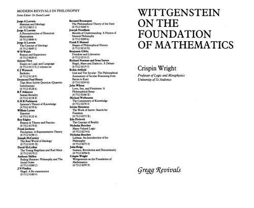 Wittgenstein On The Foundations Of Mathematics