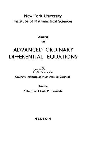 Advanced Ordinary Differential