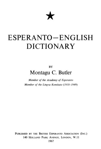 Esperanto-English Dictionary