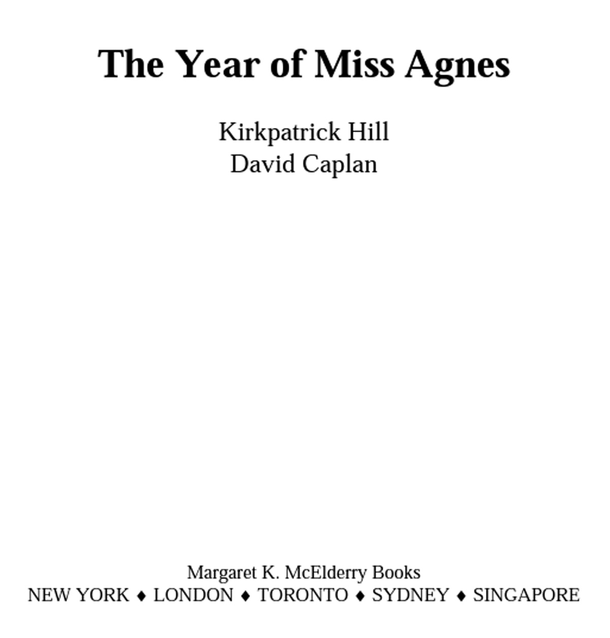 The Year Of Miss Agnes