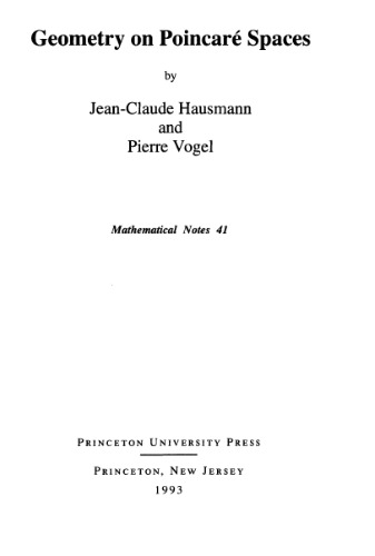 Geometry on Poincare Spaces. (Mn-41), Volume 41