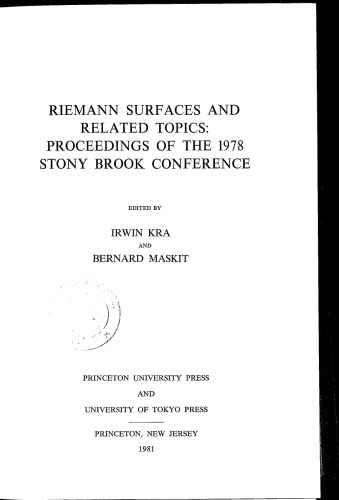 Riemann Surfaces And Related Topics