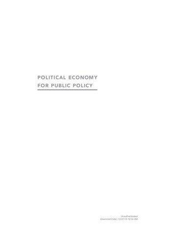 Political Economy for Public Policy