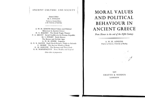 Moral values and political behaviour in Ancient Greece