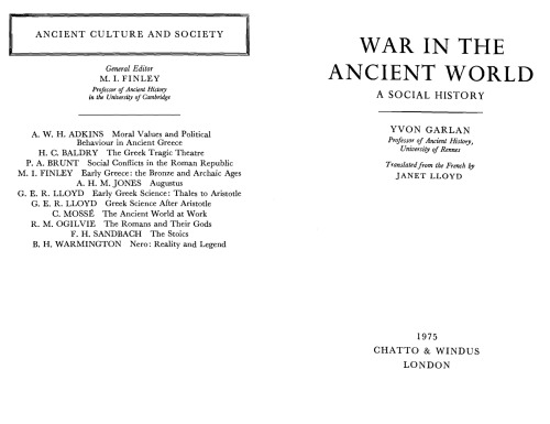 War In The Ancient World A Social History