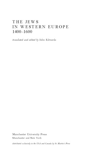 The Jews in Western Europe, 1400-1600