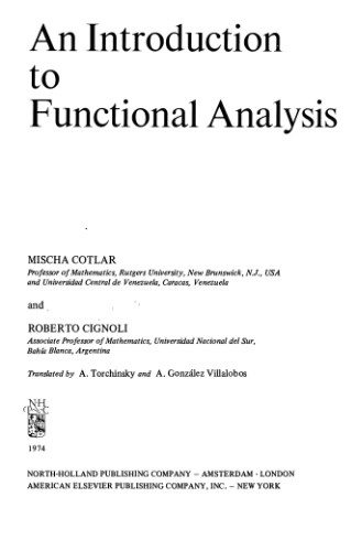 An Introduction to functional analysis.