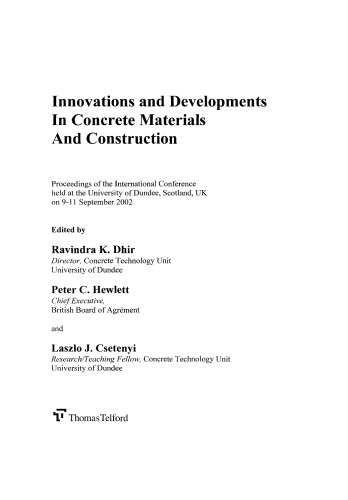 Innovations and Developments in Concrete Materials and Construction