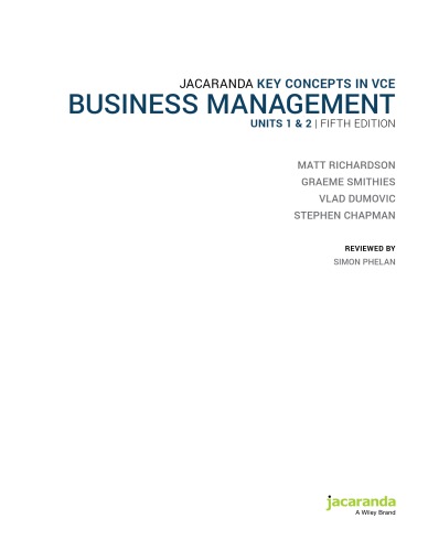 Key Concepts in VCE Business Management Units 1&amp;2 5E eBooKPLUS &amp; Print + StudyON VCE Business Management Units 1&amp;2 (Book Code)