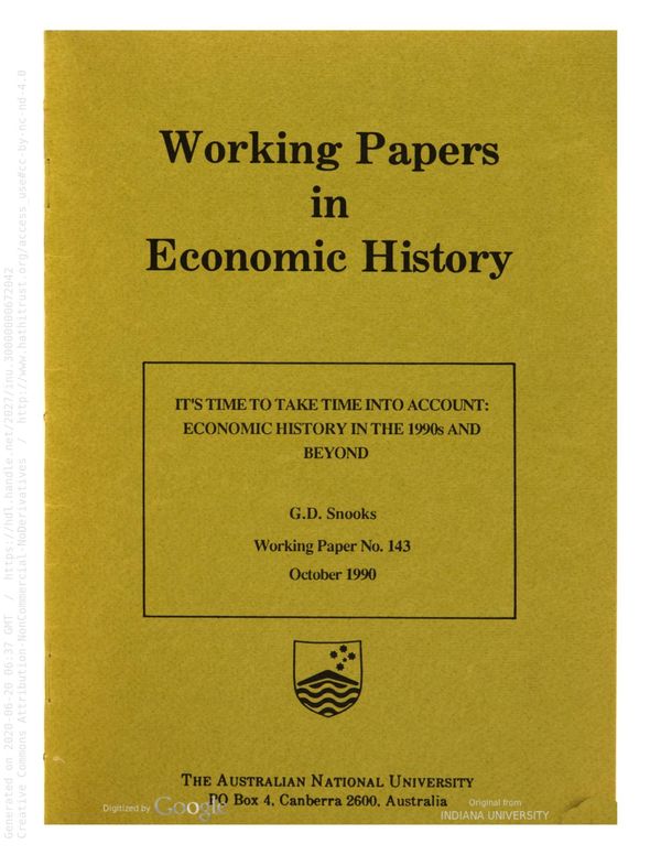 It's time to take time into account : economic history in the 1990's and beyond