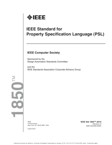 IEEE standard for property specification language (PSL)