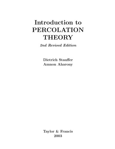 Introduction to Percolation Theory