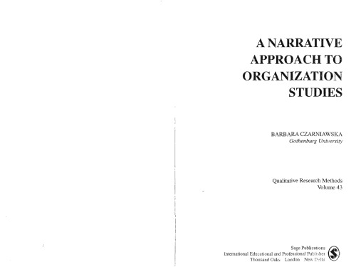 A Narrative Approach to Organization Studies