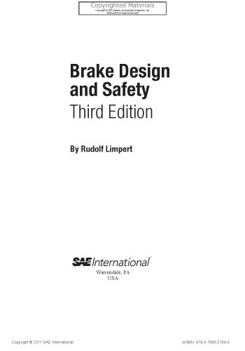 Brake Design and Safety, Third Edition