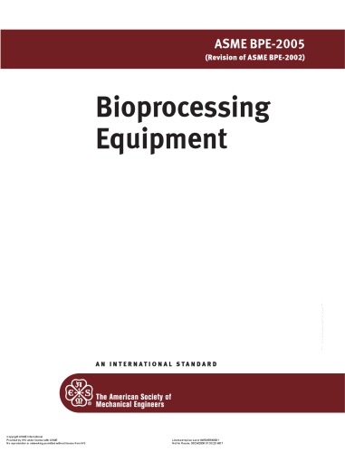 Bpe-2005 Bioprocessing Equipment