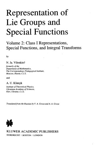 Representation of Lie Groups and Special Functions