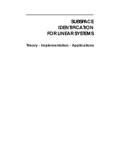 Subspace Identification For Linear Systems