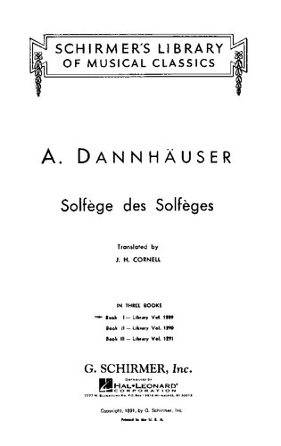 Solfege des Solfeges, Book I