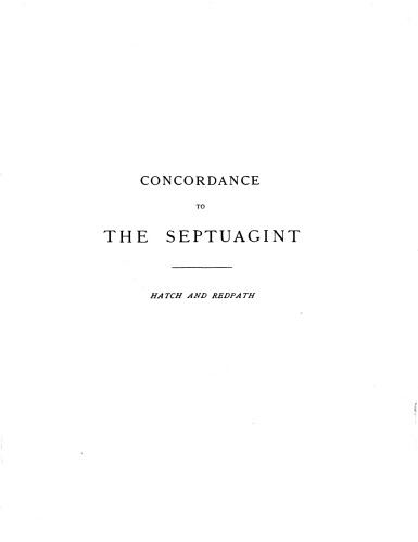 A Concordance to the Septuagint