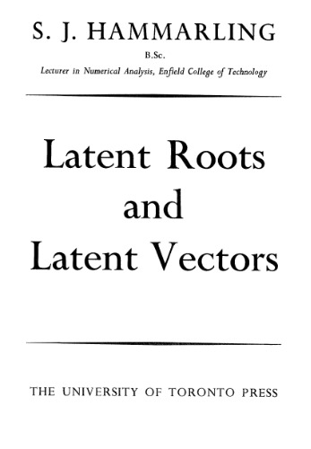 Latent Roots And Latent Vectors