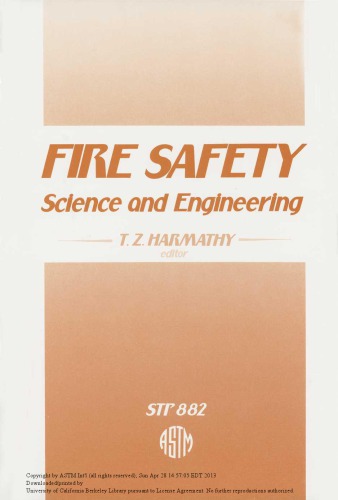 Fire Safety, Science and Engineering