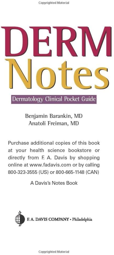 Derm Notes: Dermatology Clinical Pocket Guide (Davis's Notes)