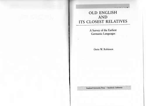 Old English and Its Closest Relatives