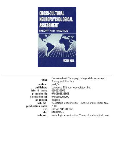 Cross-Cultural Neuropsychological Assessment